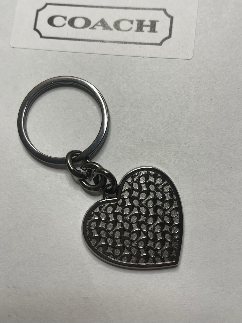 COACH Heart Signature C Logo Keychain - Gunmetal